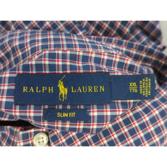 Ralph Lauren Slim Fit Button Down Shirt XXL Plaid Long Sleeve Casual Preppy - Picture 2 of 14